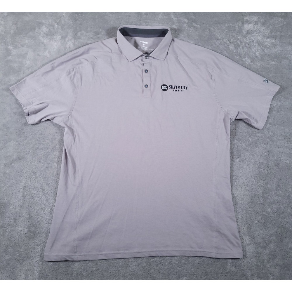 Kuhl Wayfarer Polo Shirt Mens 2XL Cloud Gray‎ 100% Cotton Silver City Brewery